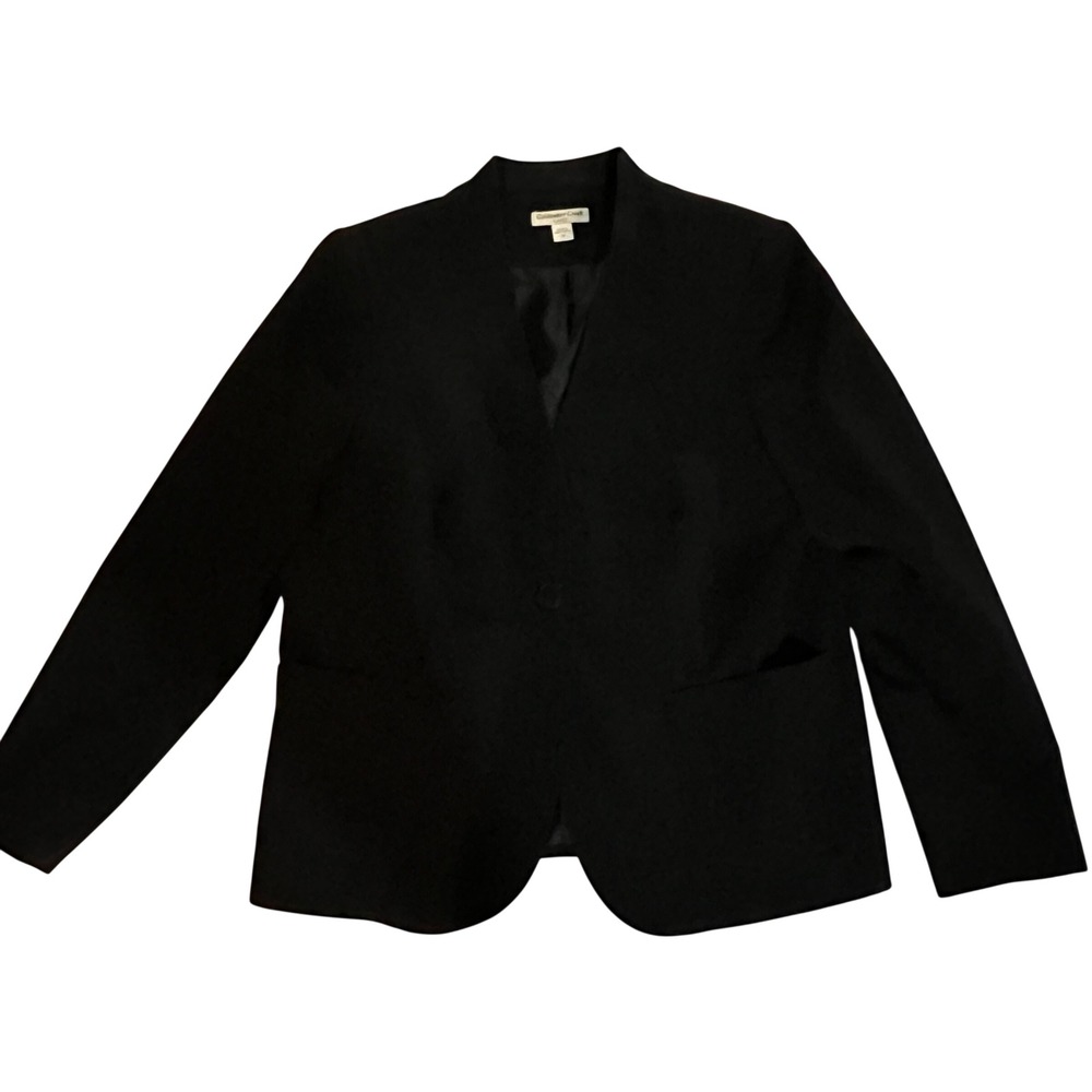 Coldwater Creek Black Collarless Stretch Blazer Size 16 Career
